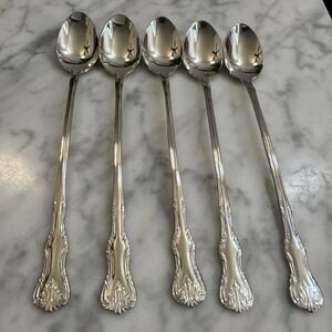 Reed & Barton VICTORIA Iced Tea‎ Spoons 18/10 Stainless  7 3/4" Lot Of 5
